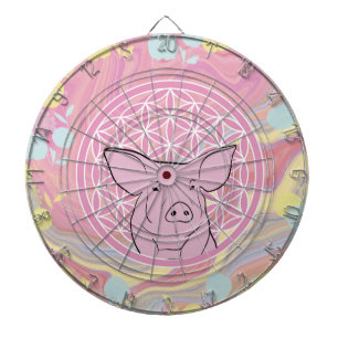 pig,flower of life, rose, mandala,zen,chakra, dartscheibe