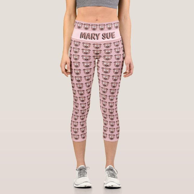 Pig-Gesichtsmuster Capri Leggings (Vorderseite)