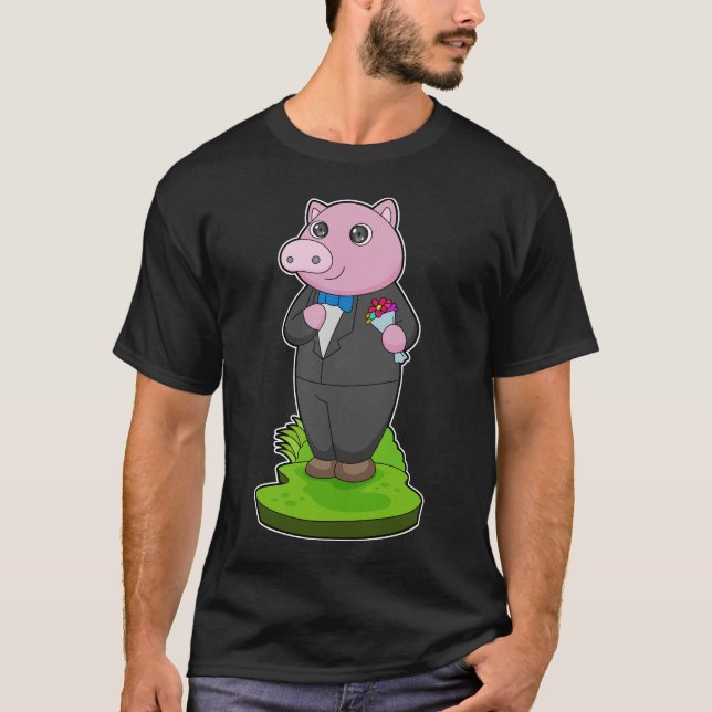 Pig Groom Jacket Wedding T-Shirt (Vorderseite)