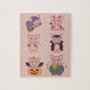 Pig Halloween Devil Pumpkin Vampire Costume Jigsaw