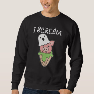 Pig Halloween Ghost I Schrei Eiscreme Puff Sweatshirt