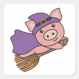 Pig Halloween Hexenkind Hexen Kostümplatz St. Quadratischer Aufkleber