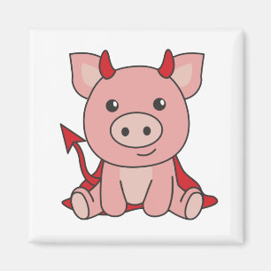Pig Halloween Niedlicher Teufel Hexenkostüm Magnet