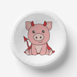 Pig Halloween Niedlicher Teufel Hexenkostüm Pappteller