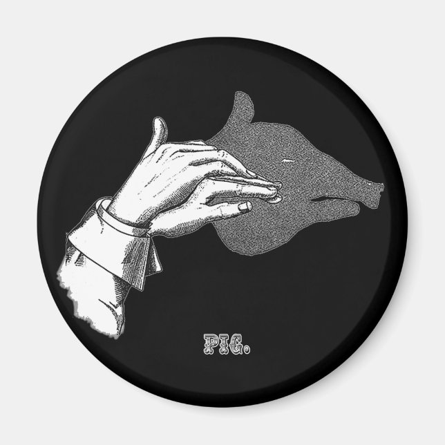 PIG Hand Shadow Art aus einem Antiquitätenbuch Magnet (Vorne)