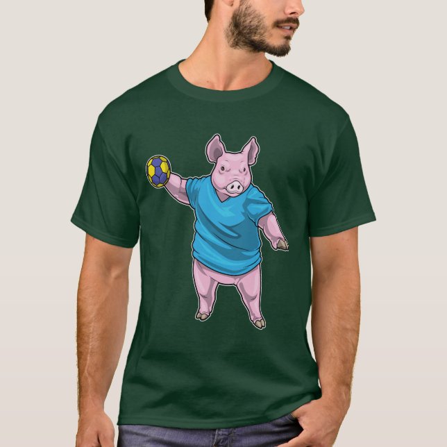 Pig Handball Spieler Handball T-Shirt (Vorderseite)