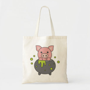 Pig Happy Halloween Cauldron Bat Tote Bag Tragetasche