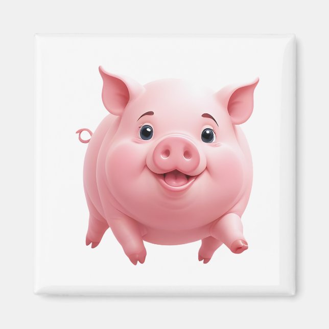 Pig Happy Spielspass Springen in die Luft fröhlich Magnet (Vorne)