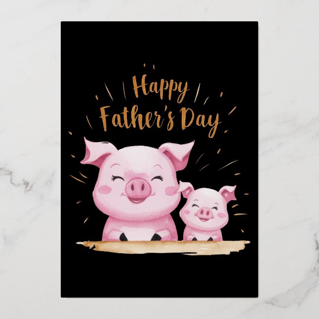 Pig Happy Vatertag Folieneinladung (Vorderseite)