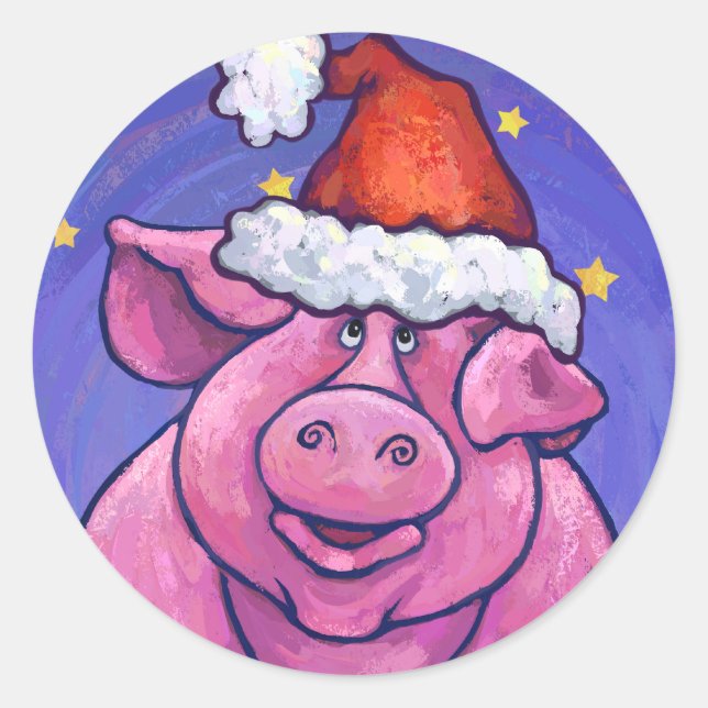 Pig Holiday Runder Aufkleber (Vorderseite)
