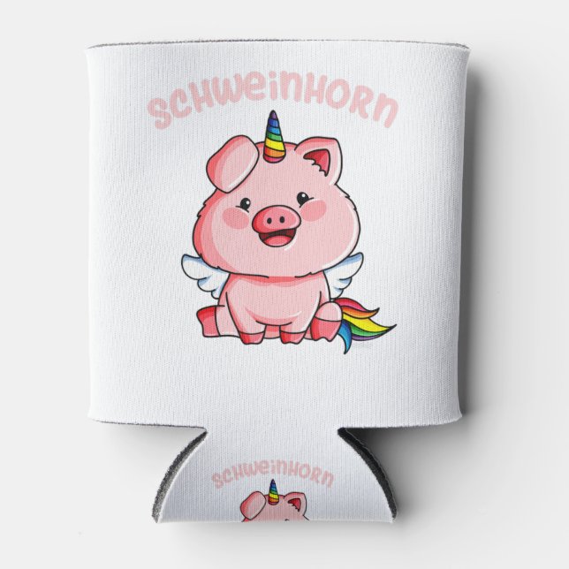 Pig Horn Einhorn Schweinekostüm Extravagantes Klei Dosenkühler (Vorderseite)