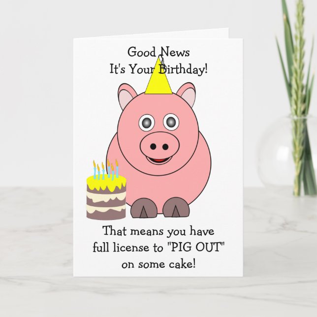 Pig Humour Birthday Card Karte (Vorderseite)