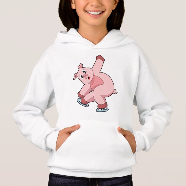 Pig Ice Skaten Ice Skate Hoodie (Vorderseite)