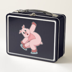 Pig Ice Skaten Ice Skate Metall Brotdose
