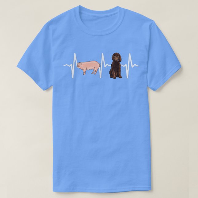 Pig Irish Water Spaniel Heartbeat Dog Lover T-Shirt (Design vorne)
