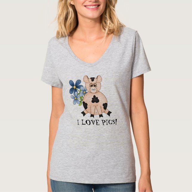Pig Liebhaber Cartoon Spaß T - Shirt (Vorderseite)