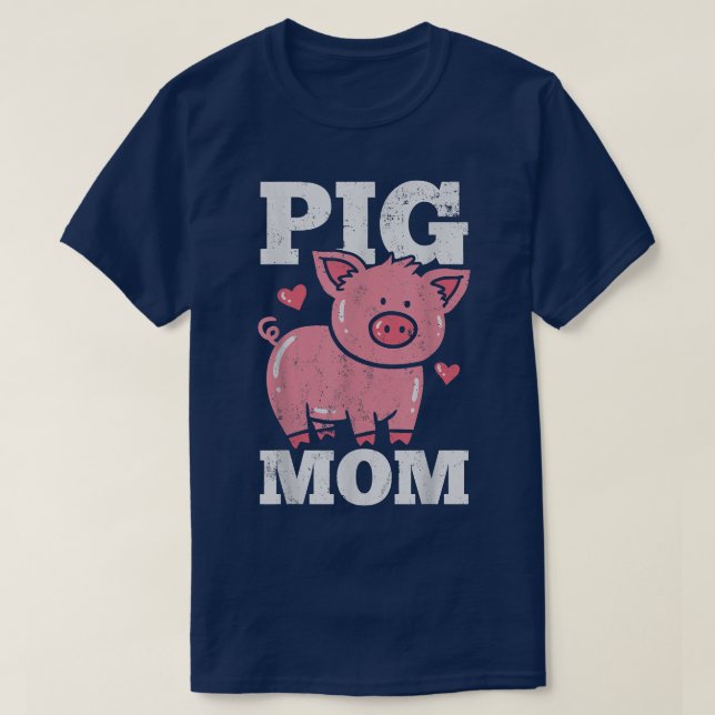 Pig Mama Mama Herz Niedlich T-Shirt (Design vorne)