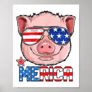 Pig Merica 4. Juli T Shirt Girls Kinder Amerikanis Poster