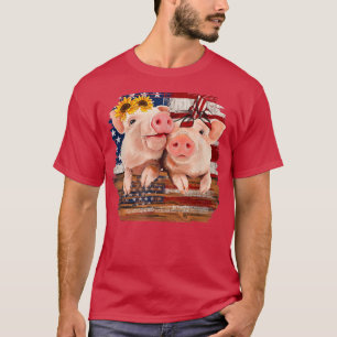 Pig Merica Bauer 4. Juli Mädchen Kinder Amerikaner T-Shirt