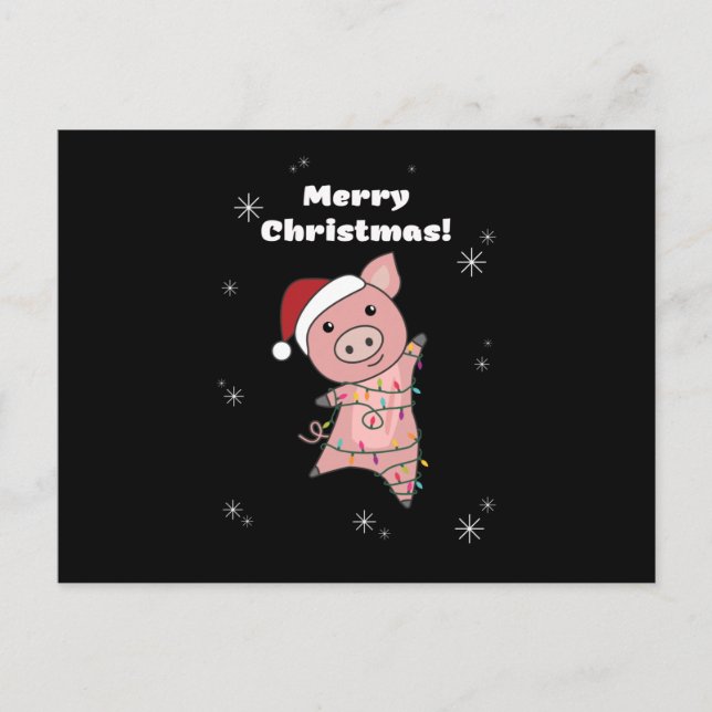 Pig Merry Christmas Animals Pigs Postkarte (Vorderseite)