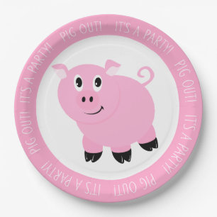 Pig Out Es ist eine Party Niedlich Pink Pig Geburt Pappteller