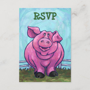 Pig Party Center RSVP Cards Karte