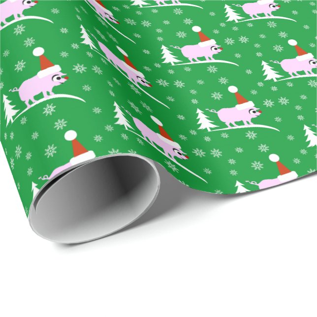 Pig Piggy de Noël avec emballage cadeau de nez rou (Coin rond)
