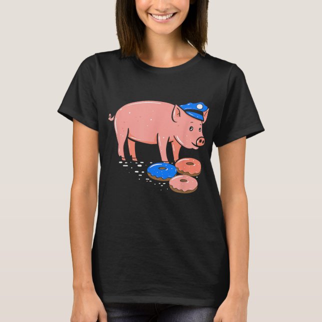 Pig Polizist Funny Police Officer Doughnut T-Shirt (Vorderseite)
