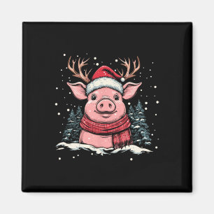 Pig Rentier Weihnachtsmannmütze Weihnachten Weihna Magnet