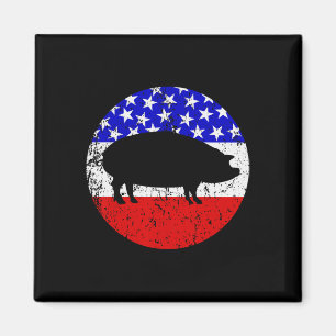 Pig Roast Retro Style Grillen Cookie American Flag Magnet