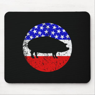 Pig Roast Retro Style Grillen Cookie American Flag Mousepad