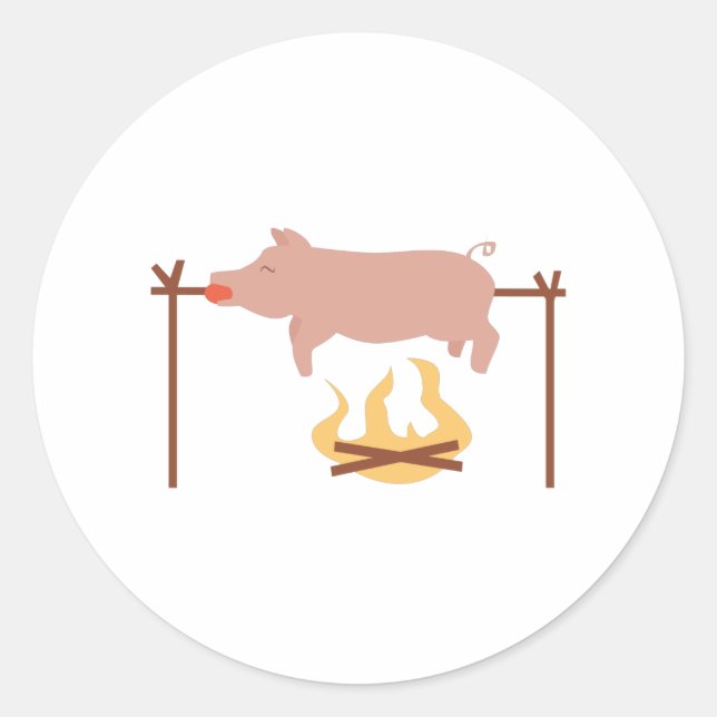 Pig Roast Runder Aufkleber (Vorderseite)