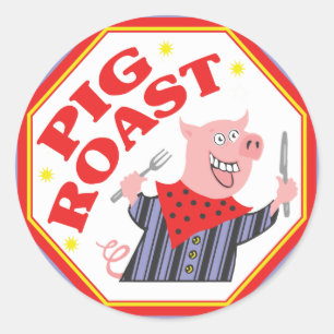 Pig Roast Runder Aufkleber