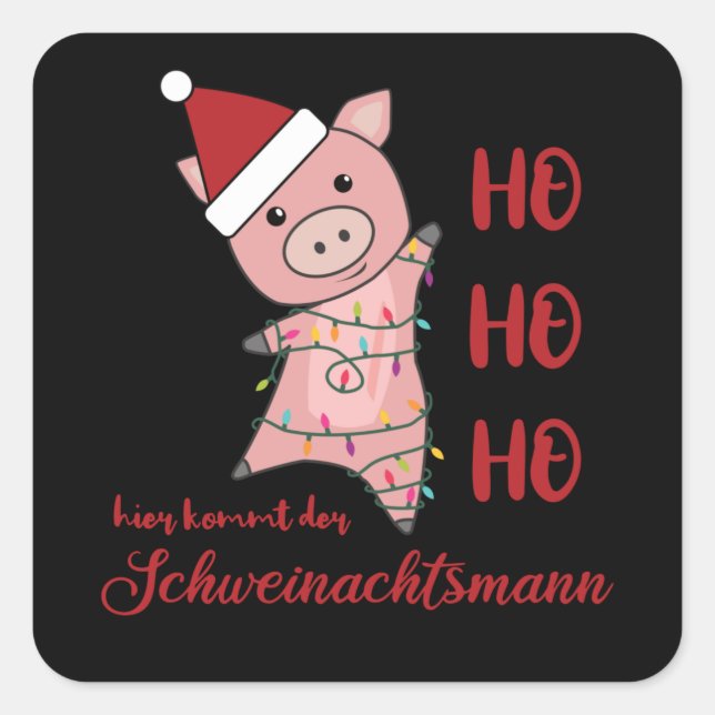 Pig Santa Pig Weihnachtsweih Quadratischer Aufkleber (Vorderseite)