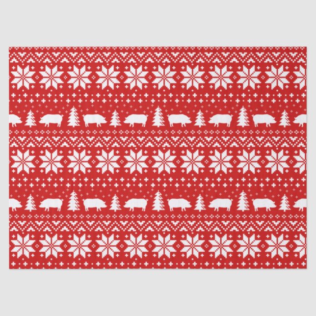 Pig Silhouetten Weihnachtsmuster Seidenpapier (Vorderseite)
