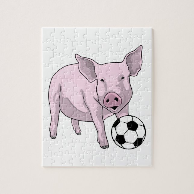 Pig Soccer Player Soccer (Vertikal)