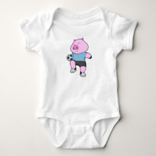 Pig Soccer Player Soccer Baby Strampler