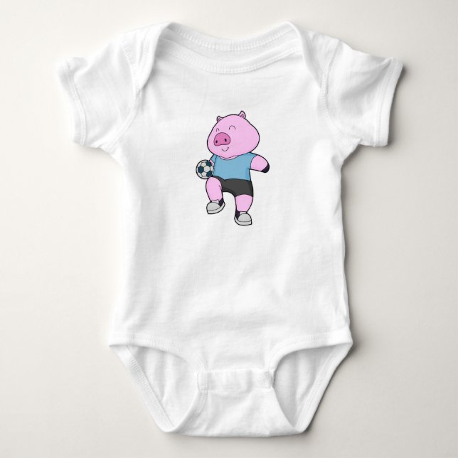 Pig Soccer Player Soccer Baby Strampler (Vorderseite)
