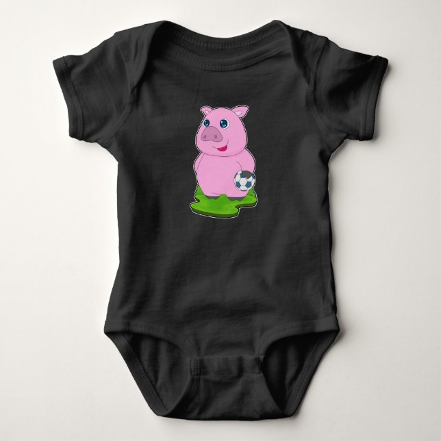 Pig Soccer Player Soccer Baby Strampler (Vorderseite)