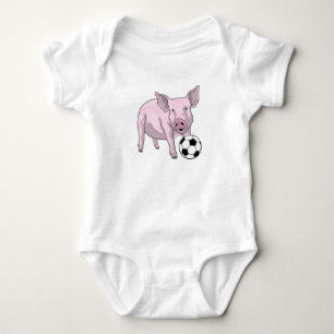 Pig Soccer Player Soccer Baby Strampler