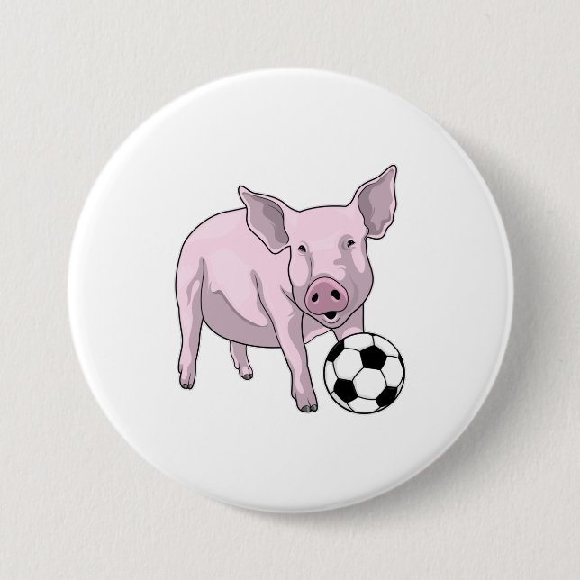 Pig Soccer Player Soccer Button (Vorderseite)