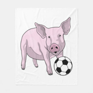 Pig Soccer Player Soccer Fleecedecke