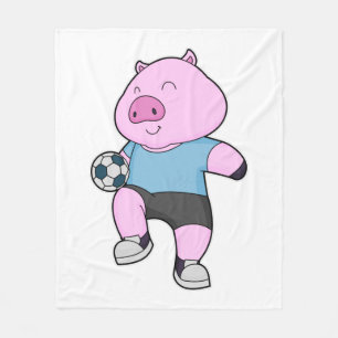 Pig Soccer Player Soccer Fleecedecke
