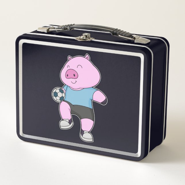 Pig Soccer Player Soccer Metall Brotdose (Vorderseite)