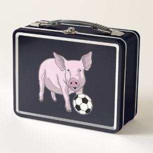 Pig Soccer Player Soccer Metall Brotdose