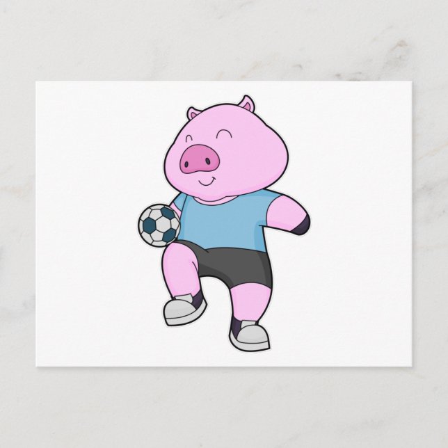 Pig Soccer Player Soccer Postkarte (Vorderseite)