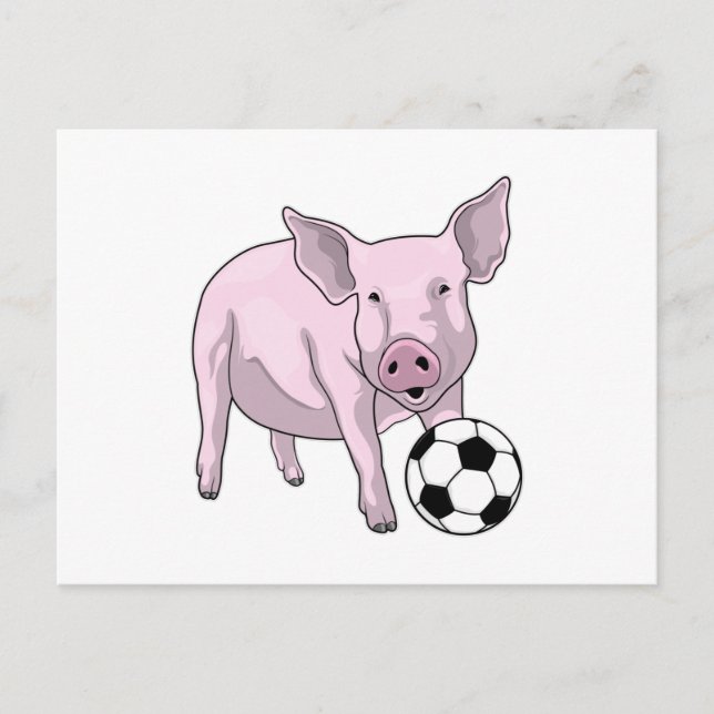 Pig Soccer Player Soccer Postkarte (Vorderseite)
