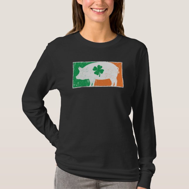 Pig St Patrick's Day Irish Flag C Distressed T-Shirt (Vorderseite)