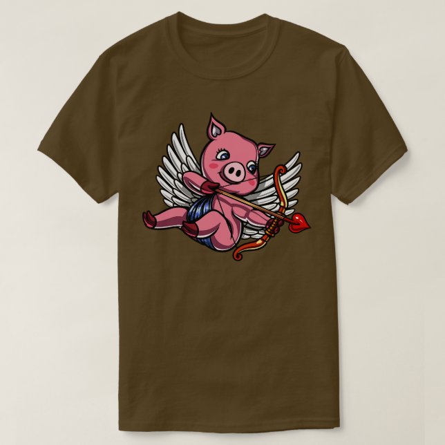 Pig Valentinstag Cupid T-Shirt (Design vorne)