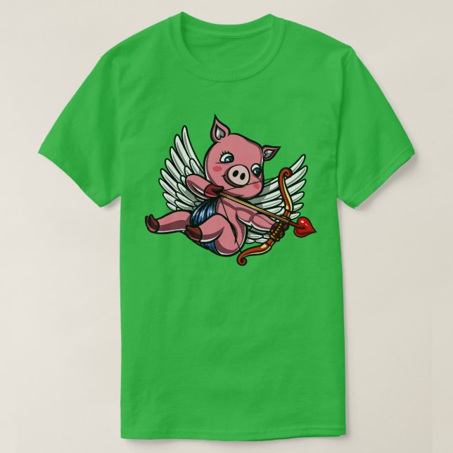 Pig Valentinstag Cupid T-Shirt (Design vorne)